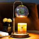 Glocusent Candle Warmer Lamp with Timer, 3D Glass Globe, Antique Base, Dimmable Height Adjustable Wax Melter for Scented Jar Candles, 2-8H Auto Off, Christmas Birthday Gifts for Women, Home Decor Gift