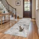 3x8 Runner Rug for Hallway - Washable Abstract Runners Non Slip Kitchen Rugs Low Pile Soft Indoor Floor Carpet Front Door for Bedroom Entryway Laundry 3x8 Grey