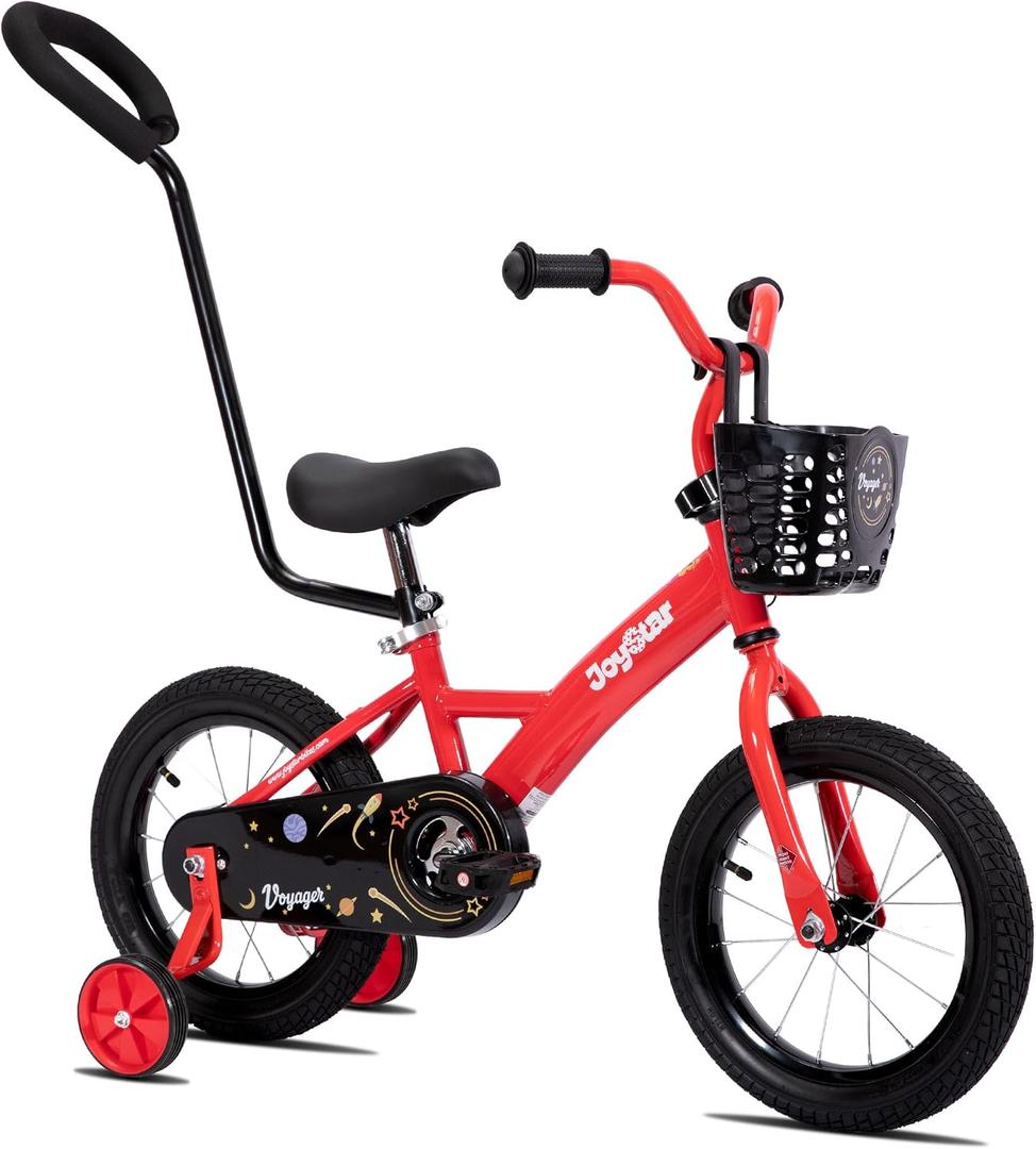 JOYSTAR 16" Kids Bike for Boys and Girls Ages 1-7Years Toddler Bike with Training Wheels & Basket, Detachable Parent Push Handle, Kids Pedal Bike