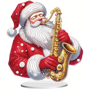 Tontut Diamond Painting Desktop Decoration, Musical Father Christmas 5D DIY Special Diamond Art Decoration Kit for Adults, Office Desktop or Christmas Holiday Display Crafts (Musical Santa Claus)