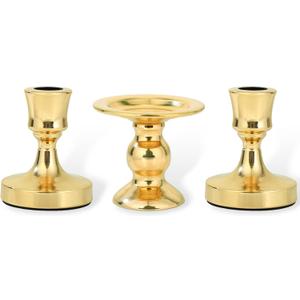 Unity Candle Holder - Gold Unity Candle Holders for Weddings, Metal Candle Stand Candlestick Holder Set of 3 for Pillar Candles Taper Candles, Decorative Candle Holder for Wedding Ceremony Dinner