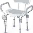 BlessReach Shower Chair for Inside Shower, 400 lbs Adjustable Shower Stool with Suction Feet, Shower Seat for Inside Tub Bathroom Bench Shower Chair for Elderly and Disabled - Grey