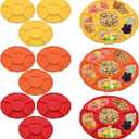 CAOXIAOXUYAO 12-Inch Round Plastic Serving Trays with 12 pack,6 Sectional Snacks Serving Dish Food Platters for Nut Candy Veggie Fruit Thanksgiving (12, Red Orange Yellow)