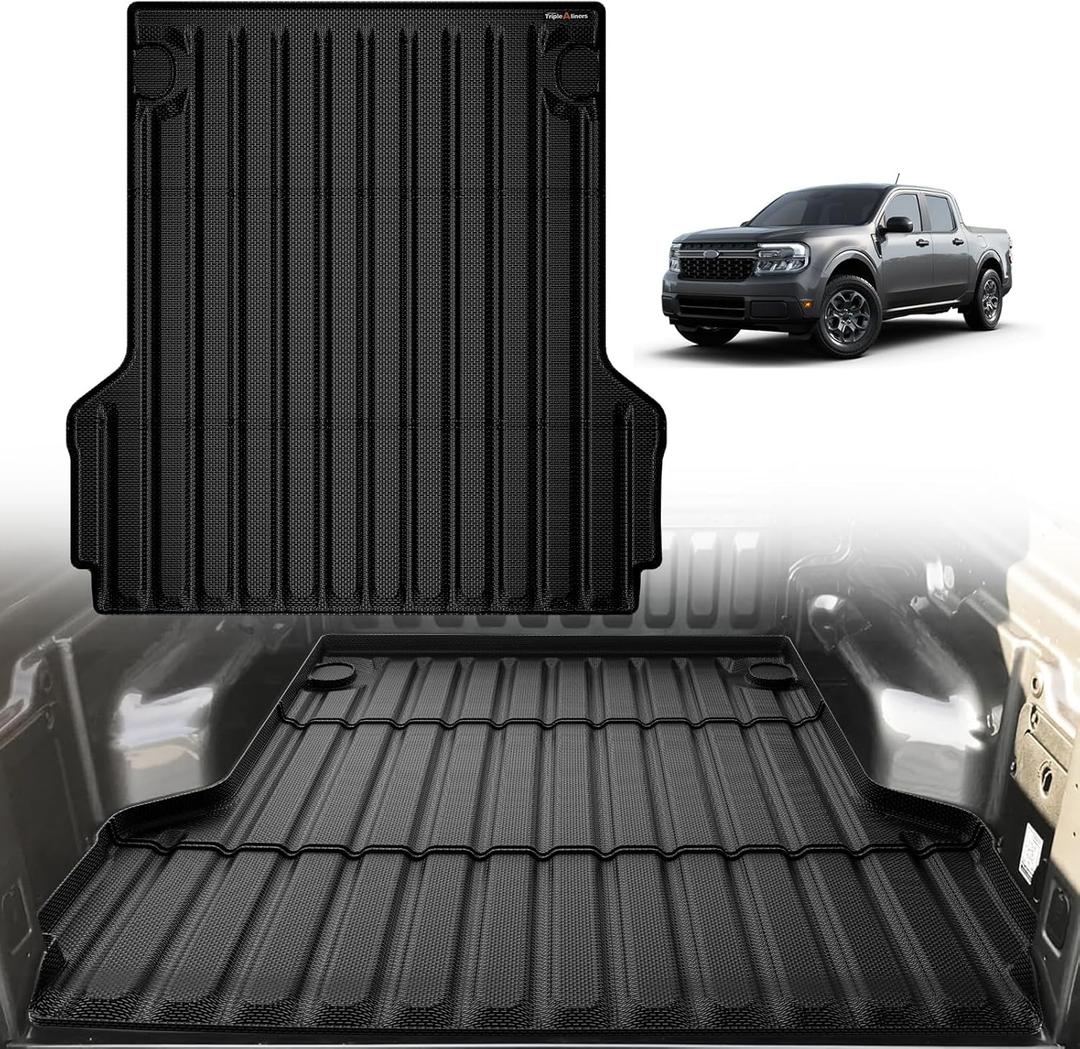 TripleAliners Truck Mat Compatible with 2022-2026 Ford Maverick Hybrid & Gas 4.5FT Accessories, Truck Bed Mat Heavy Duty Custom Fit All Weather Protection TPE Pickup Liner
