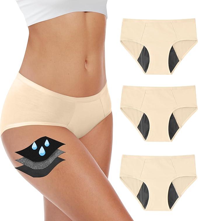 Period Underwear For Women, Leak-Proof Hipster, Brief, Heavy Flow, 2 Pack,Large