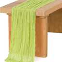 Ling's Moment Green Cheesecloth Table Runner, 168 Inch 14FT Light Green Boho Gauze Rustic Sheer Sage Cheese Cloth Table Runners for Party Wedding Birthday Outdoor Bridal Shower Decor