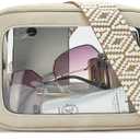 LOXOMU Clear Crossbody Bag Stadium Approved - Waterproof Clear Purses for Women Stadium Bag with Adjustable Guitar Strap (Beige)