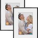 DECANIT 5x7 Picture Frame Metal,Thin Profile Photo Frame 5 by 7 Inch, Display for Wall Mounting or Tabletop Pack of 2,Black