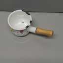 Enamel Milk Pot, Butter Warmer Non-stick Mini Saucepan, 4 Inch 17 Oz Small Cookware with Wooden Handle (Flower Pattern)