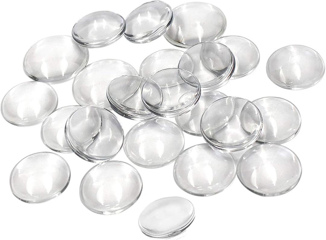60 Pieces Transparent Glass Dome Imitation Gemstone Clear Round Dome Tiles Christmas Decor, Non-calibrated Round 1 inch/25mm for Photo Pendant Craft Jewelry Making
