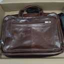 Augus Leather Briefcase for Men 15.6 Inch Laptop Bag Waxed Leather Business Travel Large Capacity YKK Zipper, Coffee Brown