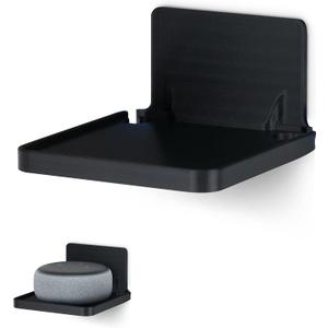 BRAINWAVZ Drill Free Wall Mount Shelf for Security Cameras, Baby Monitors, Speakers & More, Universal Holder, Strong Adheasive, Easy to Install, No Mess, Screwless (Black)