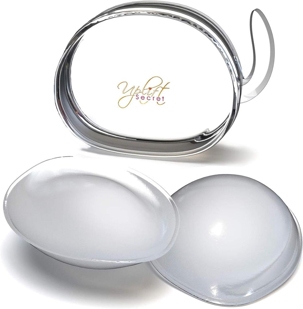 Uplift Secret Silicone Bra Inserts - Clear Gel Push Up Breast Pads - Bra Padding Bust Enhancer (Large)
