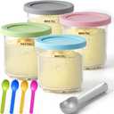 Creami Pints and Lids for Ninja - 4 pack Creamy Icecream Containers Cups Jars Tubs Canisters Set, Smoothie Pot Compatible with NC299AMZ & NC300s Series Creamer Ice Cream Maker Machine Accessories