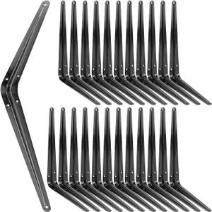 24 Pack 12" x 10" Heavy Duty Metal Shelf Brackets, Floating Shelf Bracket, L Brackets for Shelves, Perfect for 12 Inch Wide Wood Boards, Rustic Farmhouse Decorative Wall Mount Corner Brace