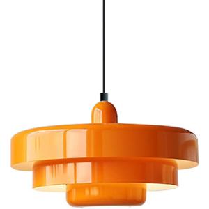 Orange Danish Modern Pendant Lamp, 3-Layer Shade Scandinavian Ceiling Light, Metal Flush Mount Fixture for Dining Table, Kitchen Island, Hallway, D13.8" * H8.2"/ 35* 21cm