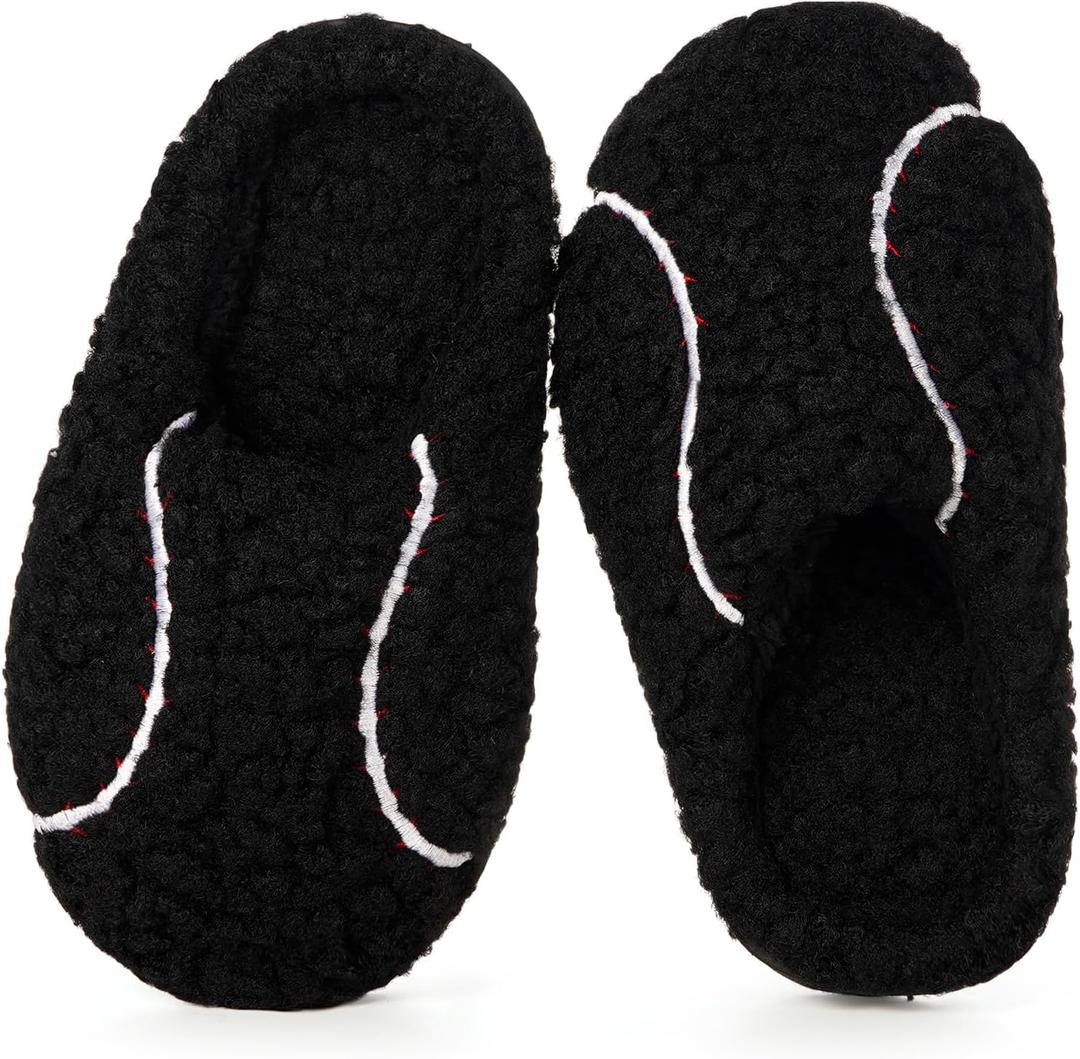 Kids Boys Girls Ball Sports Slippers Soft Plush Lined Winter Warm House Shoes Memory Foam Cozy Non-Slip Indoor Home Bedroom Slippers (11-11.5 Little Kid)