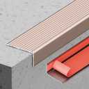 36" Metal Stair Nosing, Anti-Slip Stair Edge Protectors, Self-Adhesive Aluminum Stair Nose Guards, Stair Edge Trim for Indoor & Outdoor Stairs (Brown, 2pack)