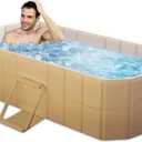 jessie 47" Portable Ice Bath Tub for Adults, Cold Plunge tub for Athletes, Inflation-free Foldable Bathtub, Insulated Hot Tub for Bathtub Showers, Indoor & Outdoor (with Lid)