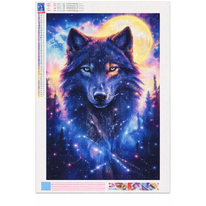 ShiCattle Wolf Diamond Art Kits for Adults Beginners, DIY Full Round Drill Diamond Painting Kits Starry Sky, Paint by Diamonds Dot Gem Art Crystal Easy, Home Wall Decor 12x16Inch
