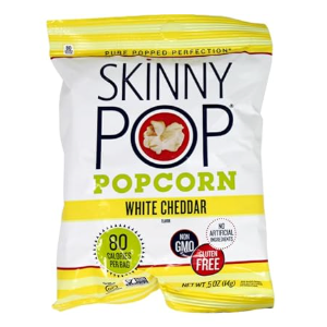 SkinnyPop Popcorn, White Cheddar, Whole Grain, Dairy-Free Snack, 4.4oz Bags (12ct), BBD 06/14/25