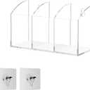 Acrylic Pen Holder Box 3 Compartments, Clear Pencil Storage Organizer for Desk or Wall, Acrylic Organizer Holder for Pens, Office Desk Accessories, Makeup Brush