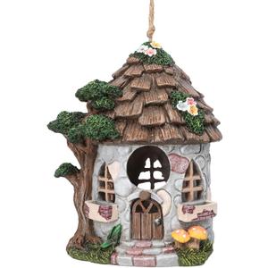 Resin Bird House for Outside, Birdhouses for Outdoors Wild Bird Nesting, Decorative Stone Bird Houses for Yard Garden Decor, Water Proof