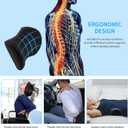 Lumbar Pillow, Memory Foam Lumbar Support Pillow for Office Chair and Car Seat, Back Support Pillow for Lower Back Pain Relief, Support Cushion Back Pillow for Sleeping, Resting, Driving, Traveling