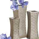 Creative Scents Dublin Silver Vases Set of 3 - Centerpieces for Dining Room Table, Decorative Vases Home Decor Accents for Living Room, Bedroom, Kitchen, Coffee Table Decor - Packaged in Gift Box