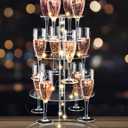 NiHome 3-Tier Clear Acrylic Champagne Tower with String Light, 12-Glass Cocktail Tree Stand Rack, Weddings Parties Bars Drink Tower for Champagne, Cocktails, Martini, Margarita Cups