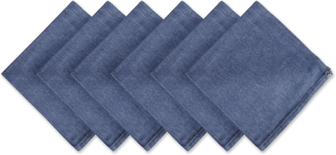 DII Solid Napkin Set Collection, 20x20, Denim, 6 Piece