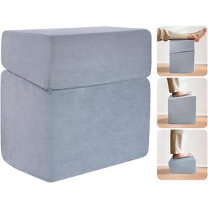 Adjustable Foot Rest for Under Desk - 3-in-1 Ergonomic Foot Stool with Zipper Connection, 6.3"/11.8"/16" Height Adjustable for Office, Home & Gaming (Gray)