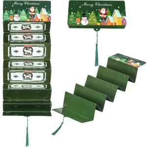 2 x Christmas Money Holder Gift Card Holders with 10 Slots and an Envelope Multiple Xmas Surprise Money Holder for Cash Checks or Gift Cards Supplies (Green)