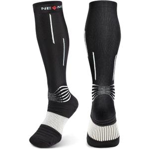 NEENCA Compression Socks, Medical Athletic Calf Socks for Injury Recovery & Pain Relief, Sports Protection1 Pair, 20-30 mmhg (Large, Black White)