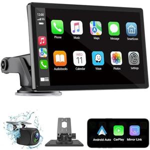 Wireless Carplay Screen for Car 7" HD Portable Car Stereo Touchscreen with Apple CarPlay and Android Auto with Mirror Link/Backup Camera/Bluetooth/GPS Navigation/AUX for All Vehicles