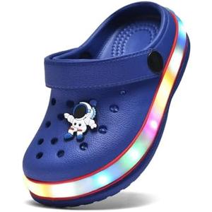 XPKWS Toddler Kids Clogs Boys Girls LED Garden Shoes Light up Sandals Slip on Quick Dry Beach Slippers, Size: 8 Toddler