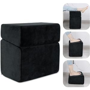 ROYALAY Adjustable Foot Rest Under Desk for Office, High-Density Foam Foot Rest with 3 Adjustable Heights, Ergonomic Footrest with Washable Cover for Home, Airplane, Travel(17 * 11 * 17in, Black)