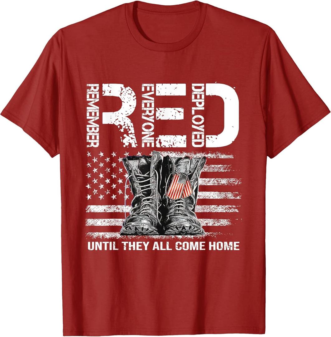 Red Fridays Remember Everyone Deployed Vintage American Flag T-Shirt L