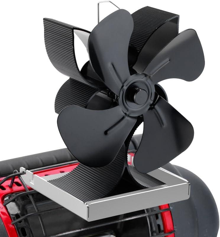 Heat Powered Wood Stove Fan for Propane Heater (Included Bracket), Non Electric Fireplace Fan Thermal Fan Thermoelectric Fan (4-Blade)