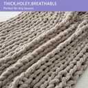 Bigacogo Chunky Knit Throw Blanket for Couch, 80x90 inches, 100% Hand Knitted with Thick Jumbo Chenille Yarn, Cozy Soft Large Rope Knot Cable Crochet Blankets for Sofa Bed Living Room, Taupe