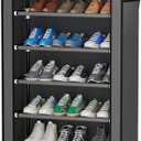 Calmootey 9 Tier Shoe Rack Organizer,Portable Shoe Shelf with Nonwoven Fabric Cover for Closet Hallway,Bedroom,Entryway,Grey