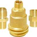 Joywayus Solid Brass QCC1 Nut Propane Gas Fitting with 1/4" NPT Male Pipe Thread, 1/4" NPT Female Coupler, 1/4" NPT Male x 3/8" Flare Male Adapter Kit