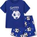 Mikrdoo Boys Pajamas Short Sleeve Summer PJs 2 Piece Sleepwear for Kids Size 2-14 Years (White, XL)