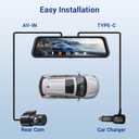 4K Rear View Mirror Camera, 10" Mirror Dash Cam Front and Rear with 64GB Card, Full Touch Screen Dash Cam with 1080P Backup Camera for Car with Reverse Assist,WiFi,APP,Night Vision,Parking Monitor