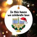 3 x Hanukkah Christmas Ornaments Gifts for Women, Jewish Chanukah Ceramic Ornament for Christmas Tree (Dark Blue)