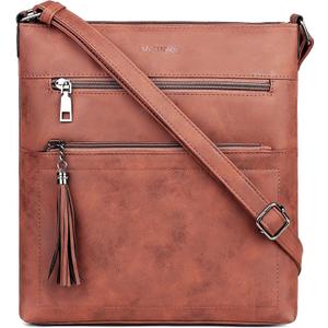 MASINTOR Crossbody Purses for Women, Multi Pocket Casual Crossbody Bag, Adjustable Strap Shoulder Bag with Tassel (Retro Red Coffee)