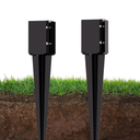 2 Pcs 24 Inch Fence Post Anchor Ground Spike, Heavy Duty 4x4 Metal Post Base (Inner Size 3.6"x3.6"), Black Powder Coated for Mailbox, Deck, Fence Support