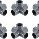 uxcell 3/4" PVC Fittings, 6 Pcs 5 Way Elbow Connector Elbow PVC Furniture Fittings Corner Fitting for Water Supplies PVC Furniture DIY Shelf Greenhouse Tent Connection, Grey (0.75 Inch)