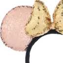 A Miaow 3D Black Mouse Sequin Ears Headband MM Glitter Butterfly Hair Clasp Park Supply Adults Women Girls Photo Accessory (Champagne and Golden) (Gold)