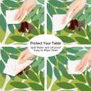 Dark Light Green Round Fitted Tablecloth Elastic Edged Floral Table Cover Waterproof Wipeable Table Cloth Tablecloth Fits Tables up to 45"-56"